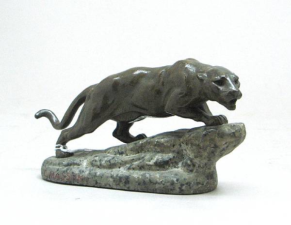 Appraisal: A patinated bronze and granite animalier study of a panther