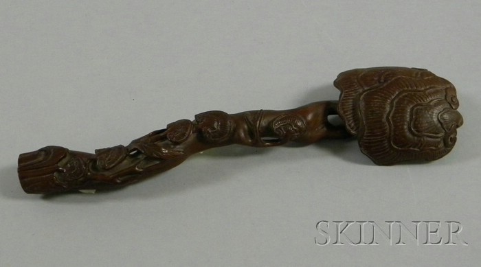 Appraisal: Carved Asian Boxwood Sceptre lg in