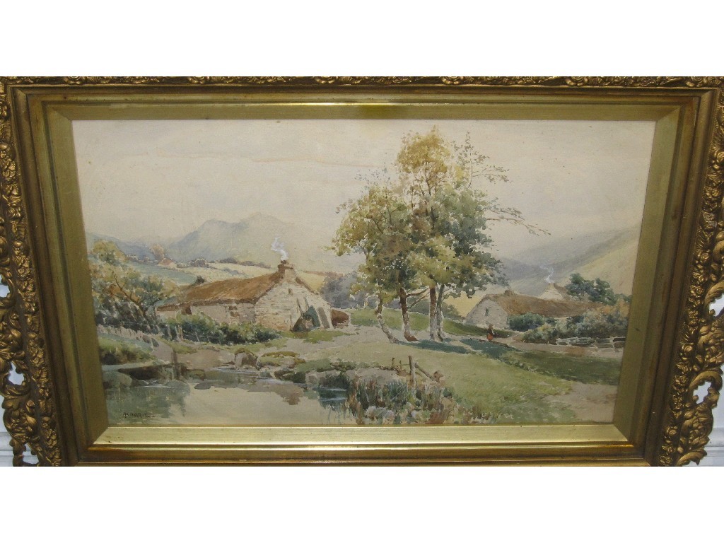 Appraisal: J MORRIS Watercolour landscape with horses signed