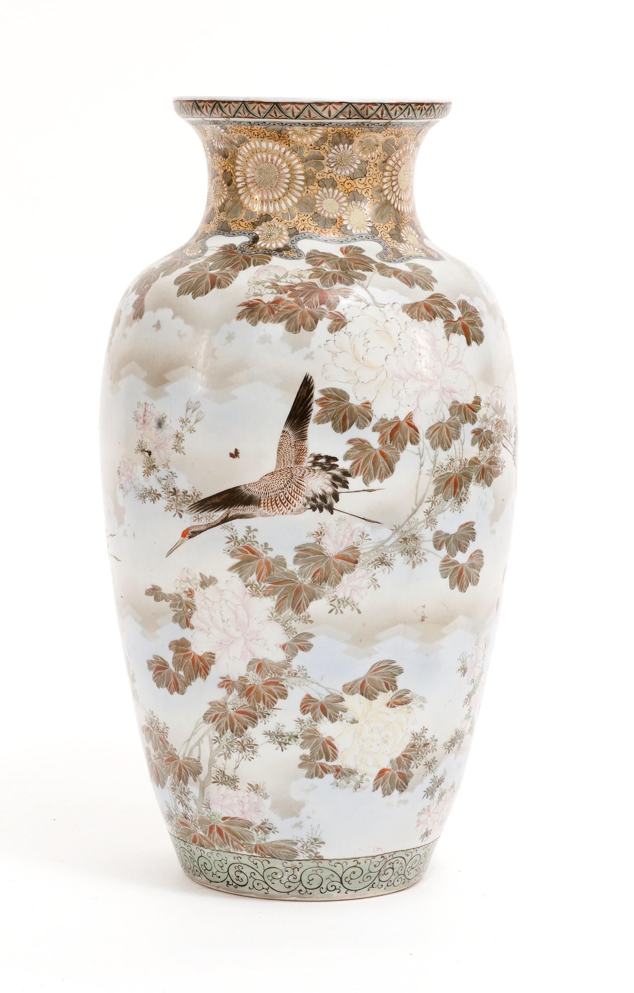 Appraisal: PORCELAIN VASE Late Meiji PeriodIn baluster form with crane and