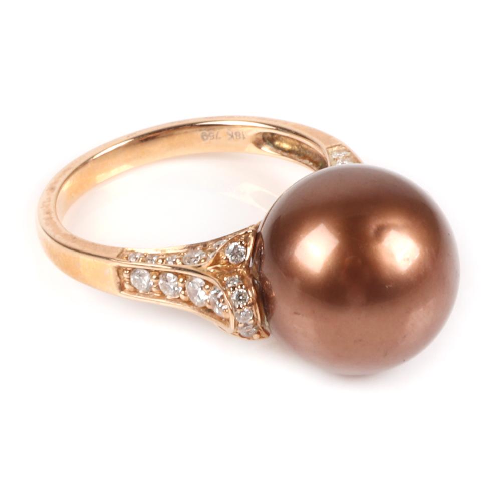 Appraisal: HALBERSTADT'S K STAMPED ROSE GOLD AND DIAMOND RING WITH MM