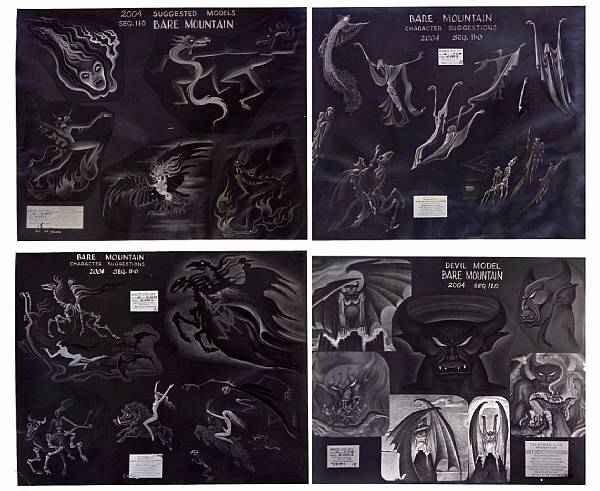 Appraisal: Four Walt Disney photostats from Fantasia comprising a photostat of