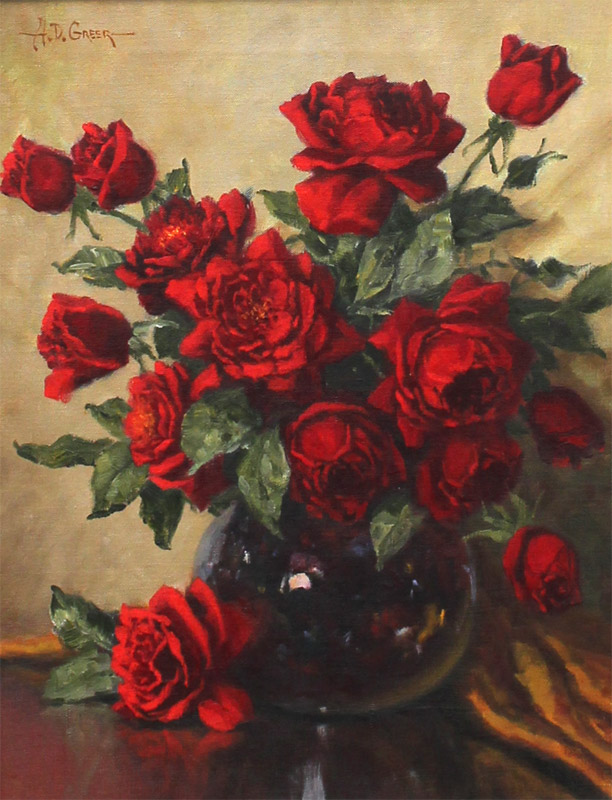 Appraisal: GREER Aubrey Dale American - Still Life of Roses Oil