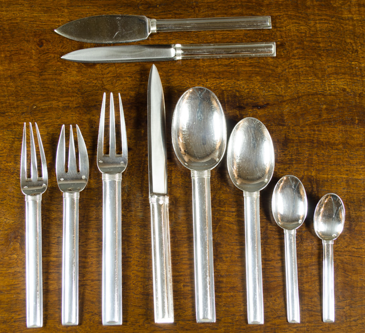 Appraisal: JEAN PUIFORCAT CANNES STERLING SILVER FLATWARE SET ten pieces comprised