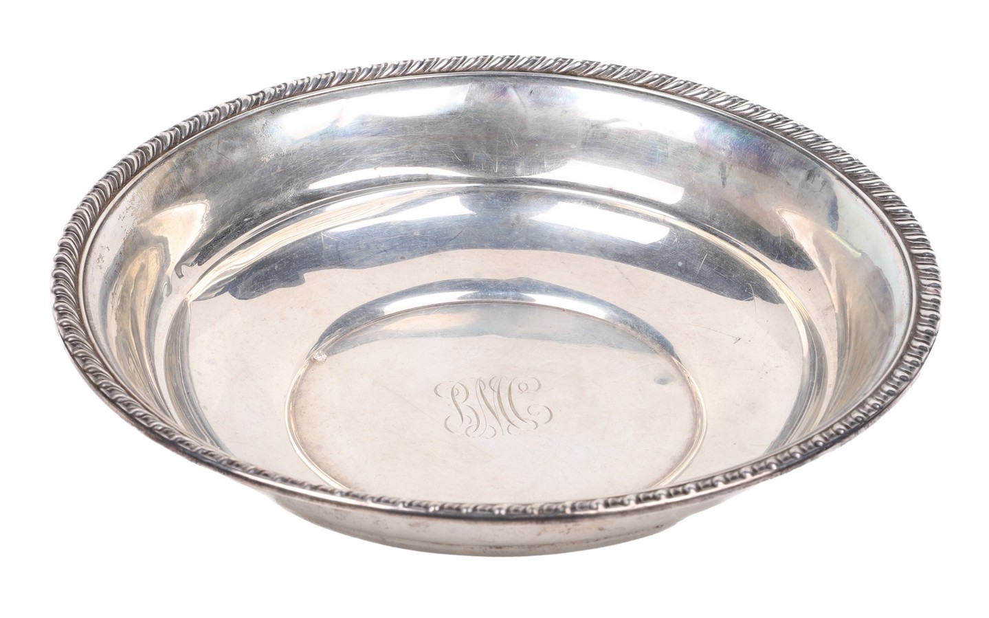 Appraisal: Wallace sterling silver bowl gadrooned edge -letter monogram - dia