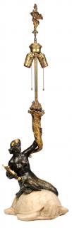 Appraisal: Bronze and Marble Figural Table Lamp American early th century