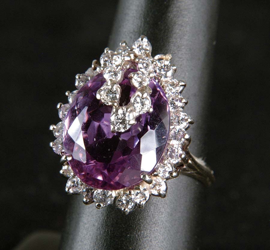 Appraisal: DIAMOND AMETHYST RING Very unique k white gold ladies ring