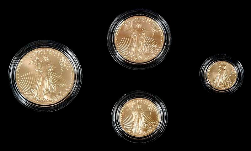 Appraisal: Gold American Eagle Four Piece UNC Set includes one ounce