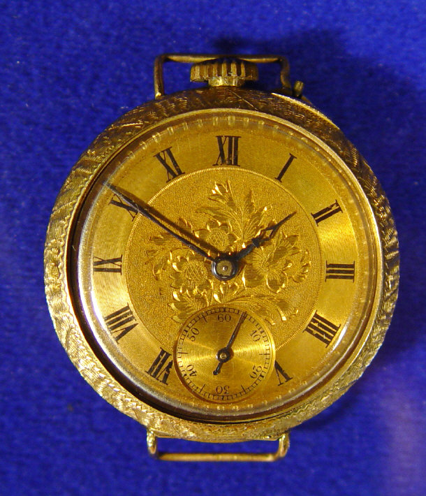 Appraisal: ct gold floral chased ladies wrist watch