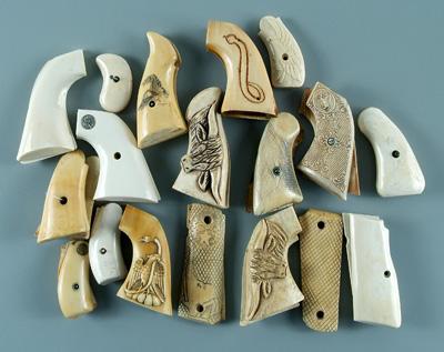 Appraisal: pairs ivory handgun grips some with engraved decoration various ages