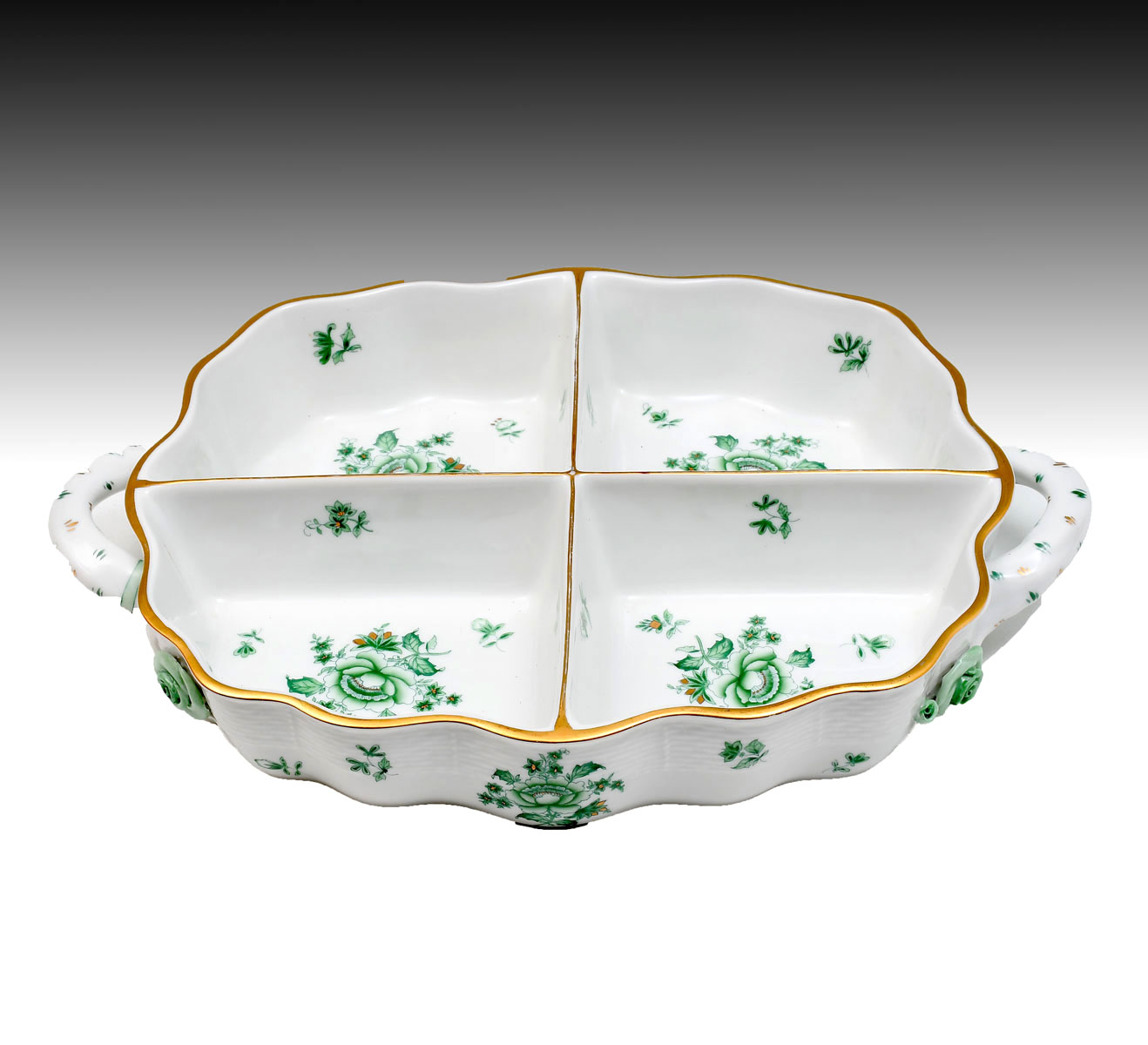 Appraisal: HEREND SERVING TRAY Handled Herend serving dish in sections having