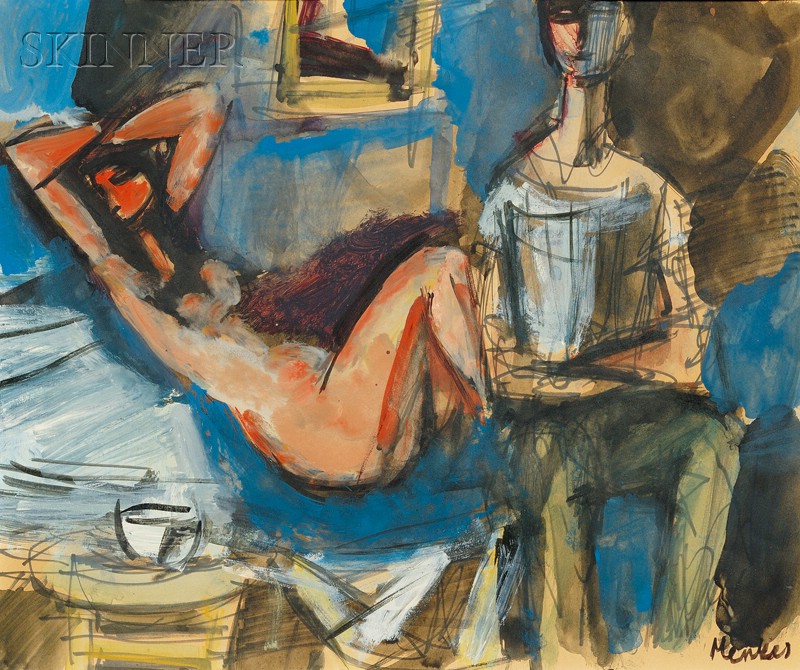 Appraisal: Sigmund Joseph Menkes Polish American - Figures on a Bed