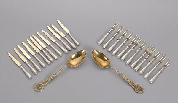 Appraisal: A group of continental silver flatware Comprising pr standard silver