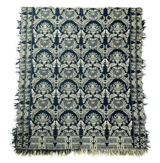 Appraisal: JACQUARD COVERLET Probably Ohio or Indiana - wool and cotton