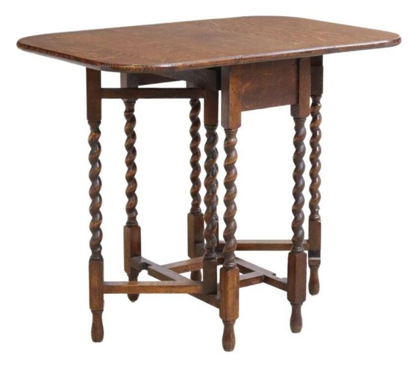 Appraisal: English oak drop-leaf side table early th c shaped top