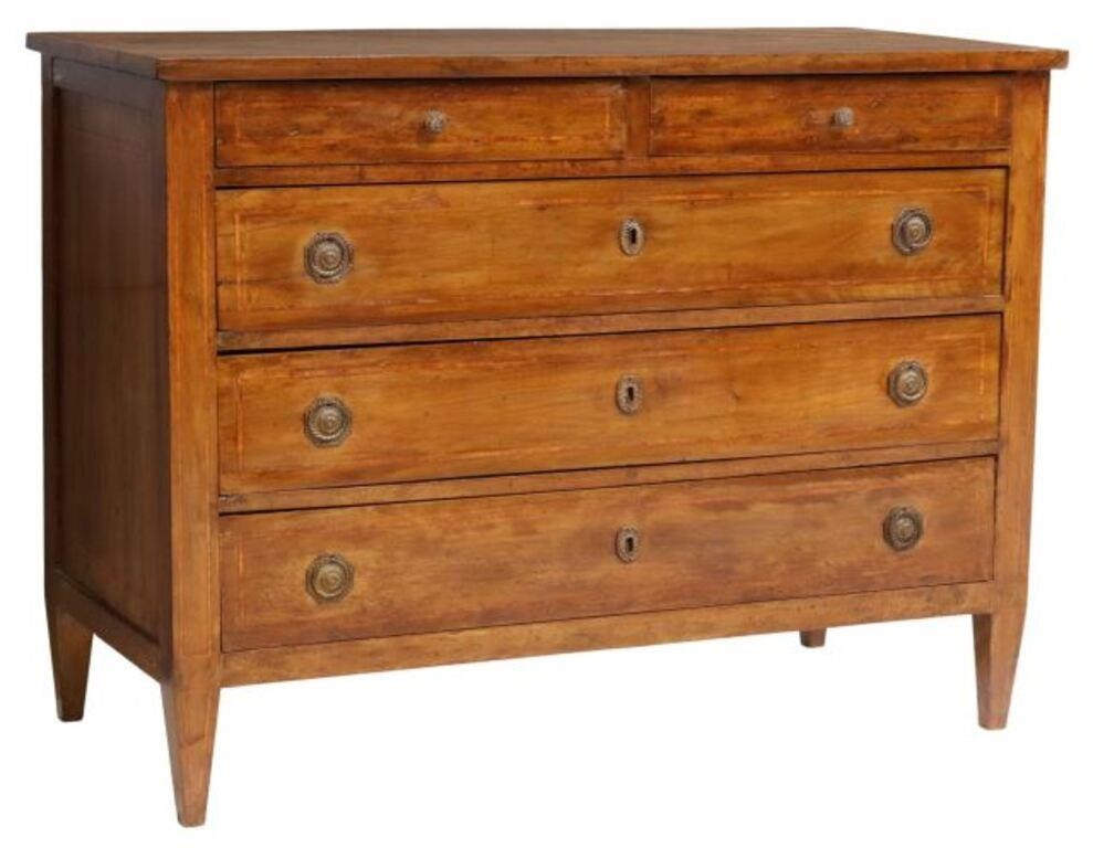 Appraisal: Italian walnut commode th c having rectangular top with inlaid