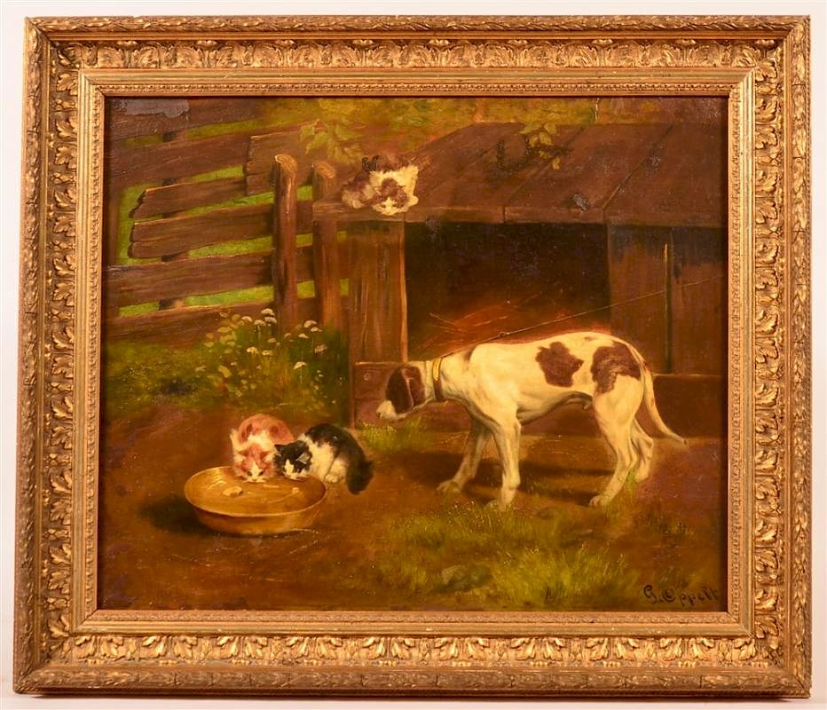 Appraisal: th Century Oil on Canvas Painting of a Spaniel th