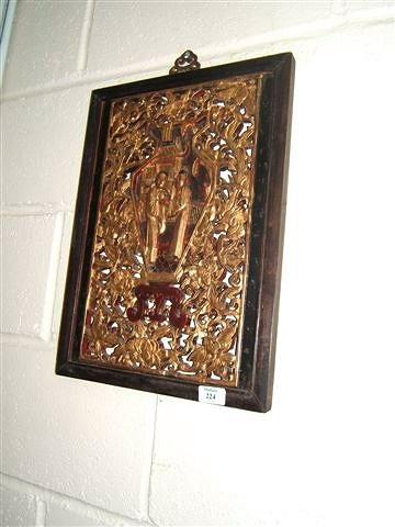 Appraisal: An antique Thai carved panel with gilt carved designs