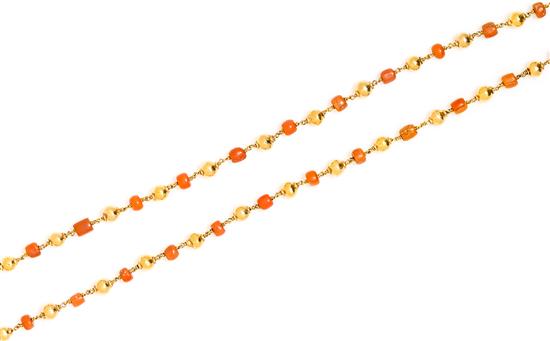 Appraisal: Sale Lot A A Yellow Gold and Coral Bead Necklace