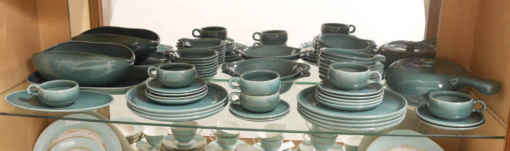 Appraisal: RUSSELL WRIGHT STEUBENVILLE SEAFOAM GREEN DINNERWARE Approx pieces in the