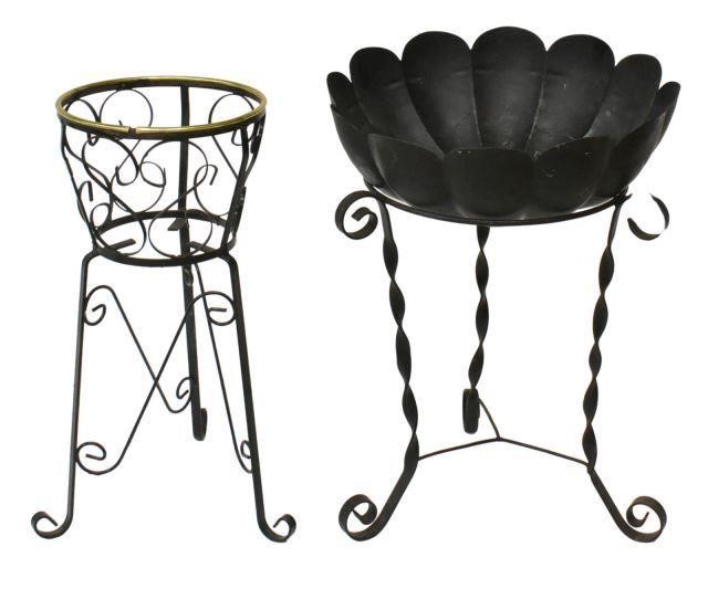 Appraisal: lot of Vintage wrought iron plant stands early th c