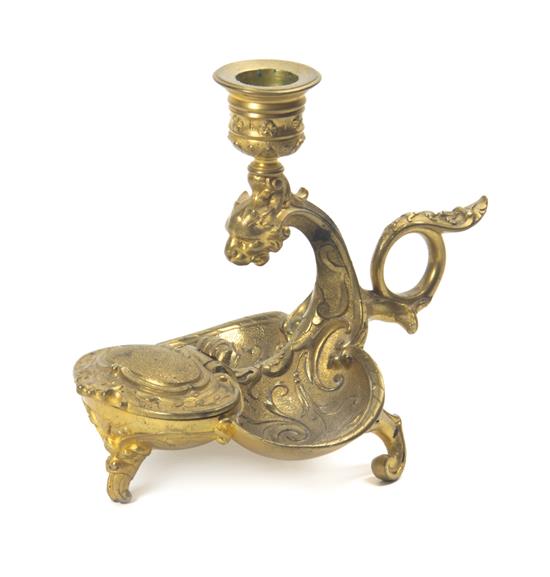 Appraisal: Sale Lot A Neoclassical Gilt Bronze Chamberstick of trefoil form