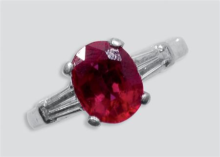 Appraisal: Platinum Ruby Doublet and Diamond Ring Estimate -