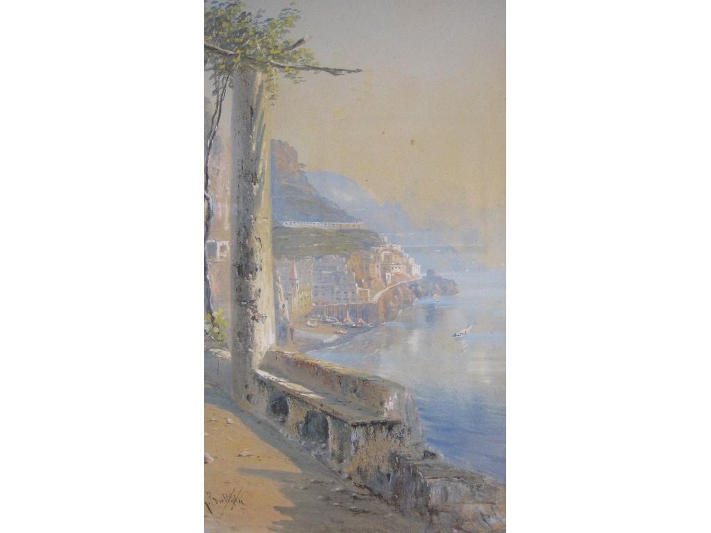 Appraisal: G BATTISTA Italian Coastal Scenes near Amalfi gouaches indistinctly signed