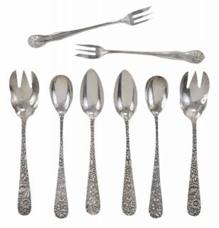 Appraisal: Twenty-Eight Pieces Sterling Flatware Kirk Repousse Sterling Bread Tray American