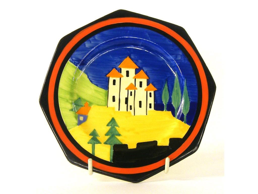 Appraisal: Clarice Cliff 'Applique Lucerne' Bizarre octagonal side plate wide