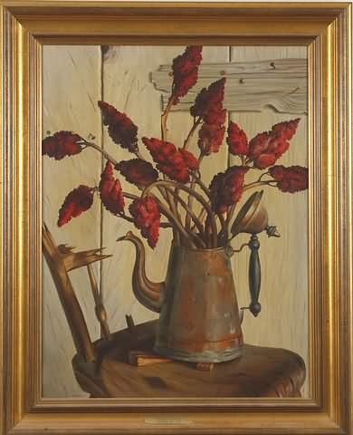 Appraisal: Staghorn Sumac still life oil on canvas x SLL J