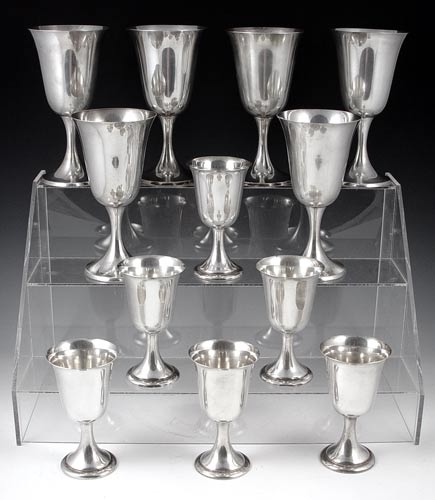 Appraisal: STERLING GOBLETS GORHAM AND LULLABY separate sets of to include