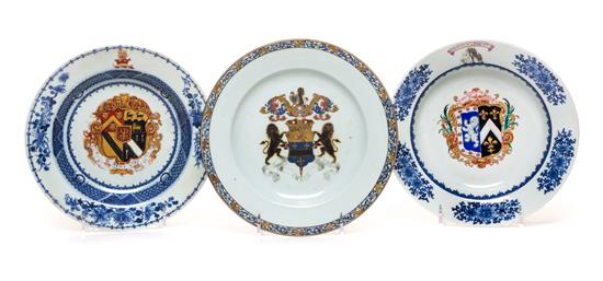 Appraisal: Sale Lot A Three Chinese Export Porcelain Armorial Plates each