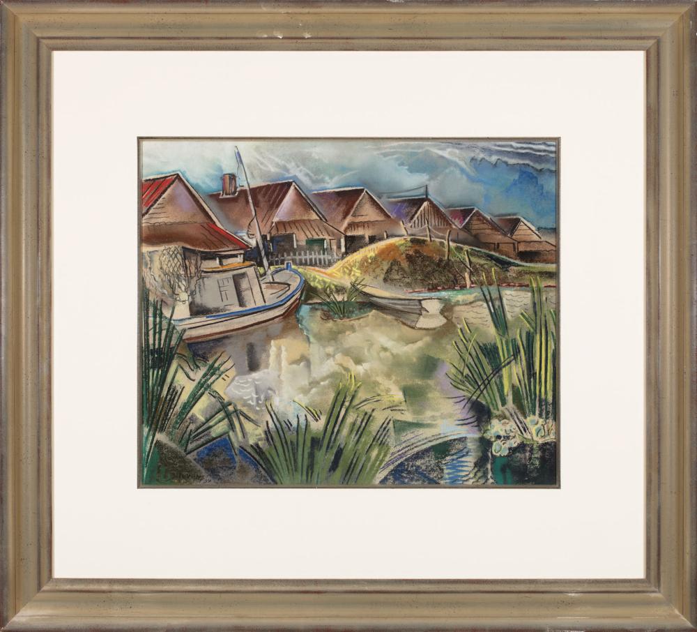 Appraisal: Will Henry Stevens American Louisiana - Untitled Fishing Boat pastel