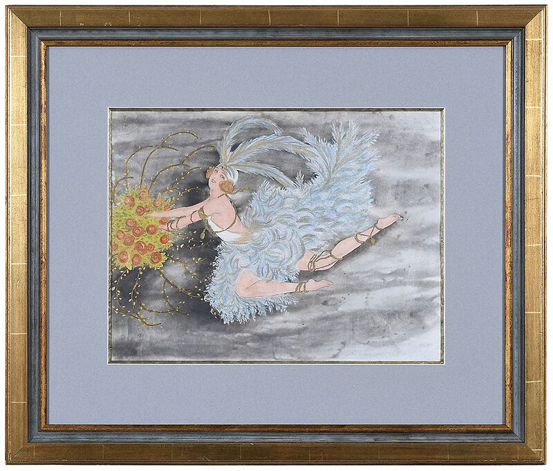 Appraisal: American School th century Showgirl with Bouquet initialed lower left