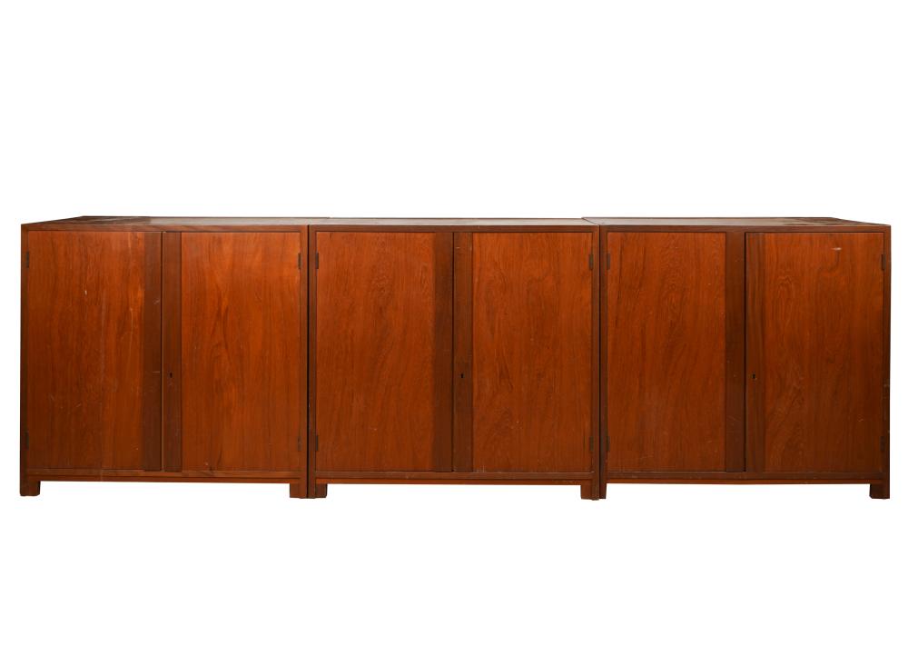 Appraisal: THREE-PART DANISH MODERN TEAK CABINETunsigned each section with a pair