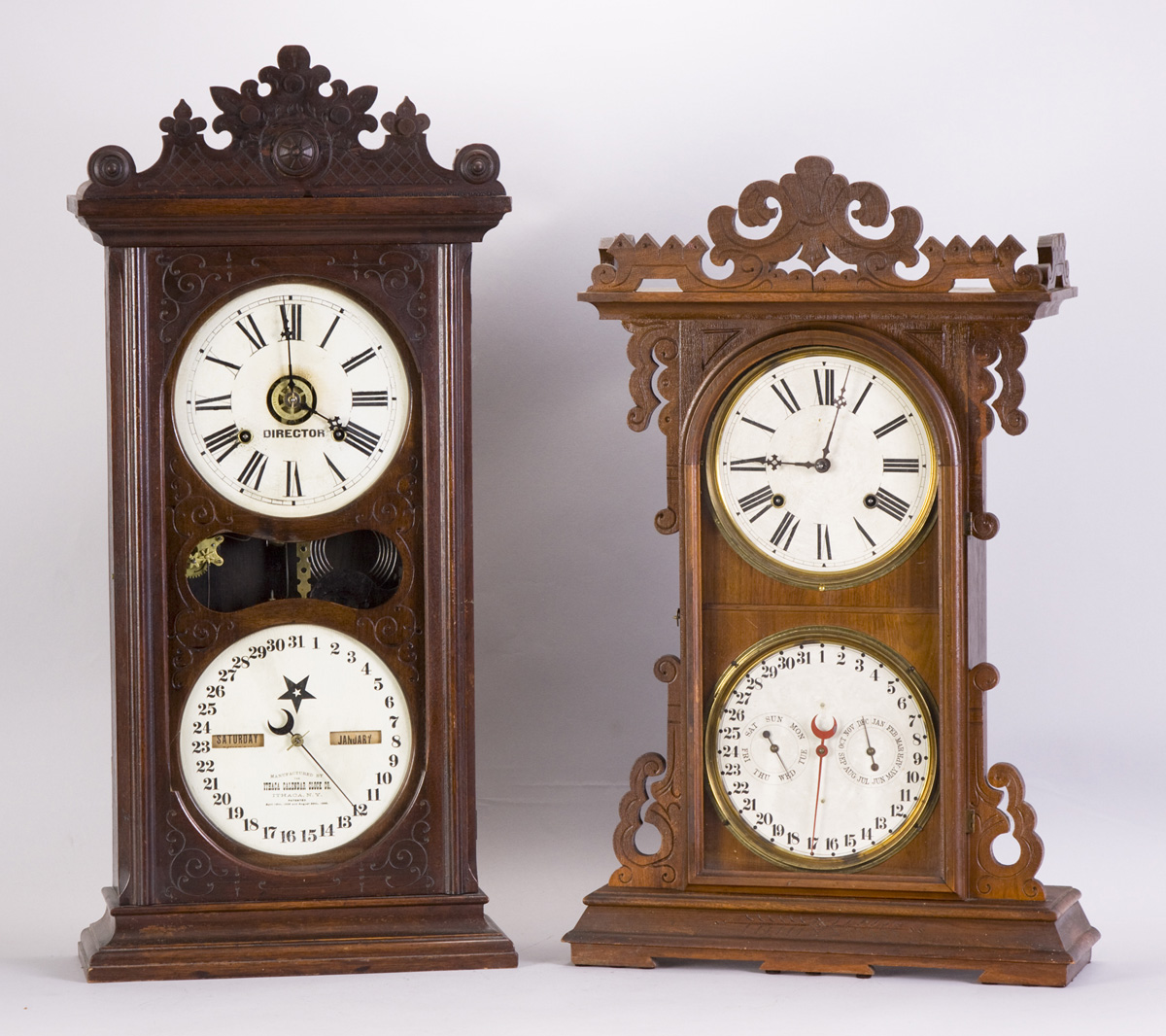 Appraisal: Ithaca Director Calendar Clock Mahogany case with original finish Minor