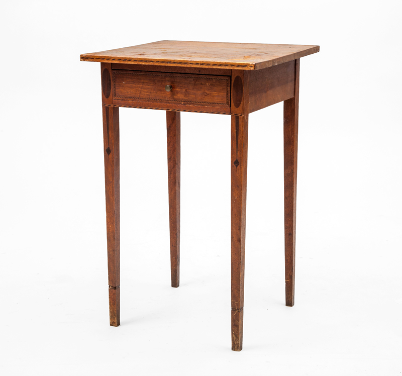 Appraisal: FEDERAL INLAID MAHOGANY SIDE TABLE Fitted with one drawer x