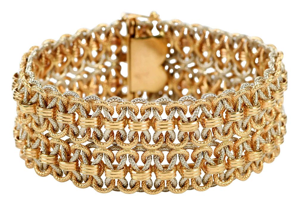 Appraisal: kt Bracelet textured fancy link chain tested kt yellow and