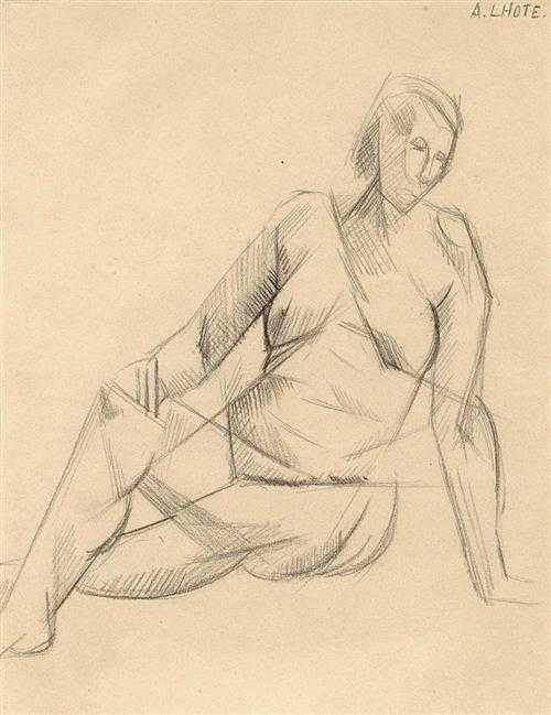 Appraisal: LHOTE ANDRE Bordeaux - Paris Seated woman Pencil drawing on