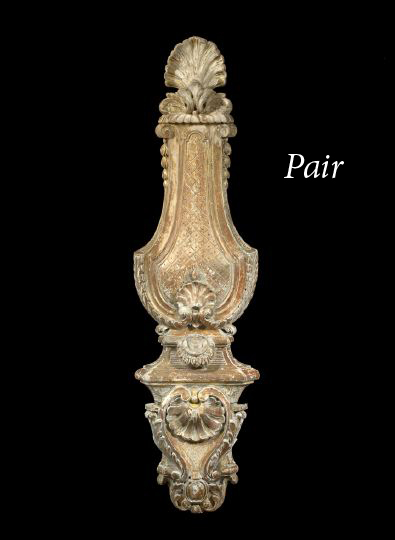 Appraisal: Pair of French Carved Giltwood Vasiform Architectural Plaques first quarter