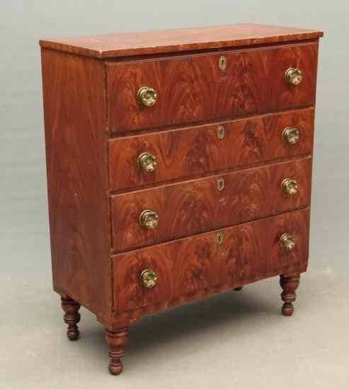 Appraisal: th c paint decorated four drawer chest with turned feet