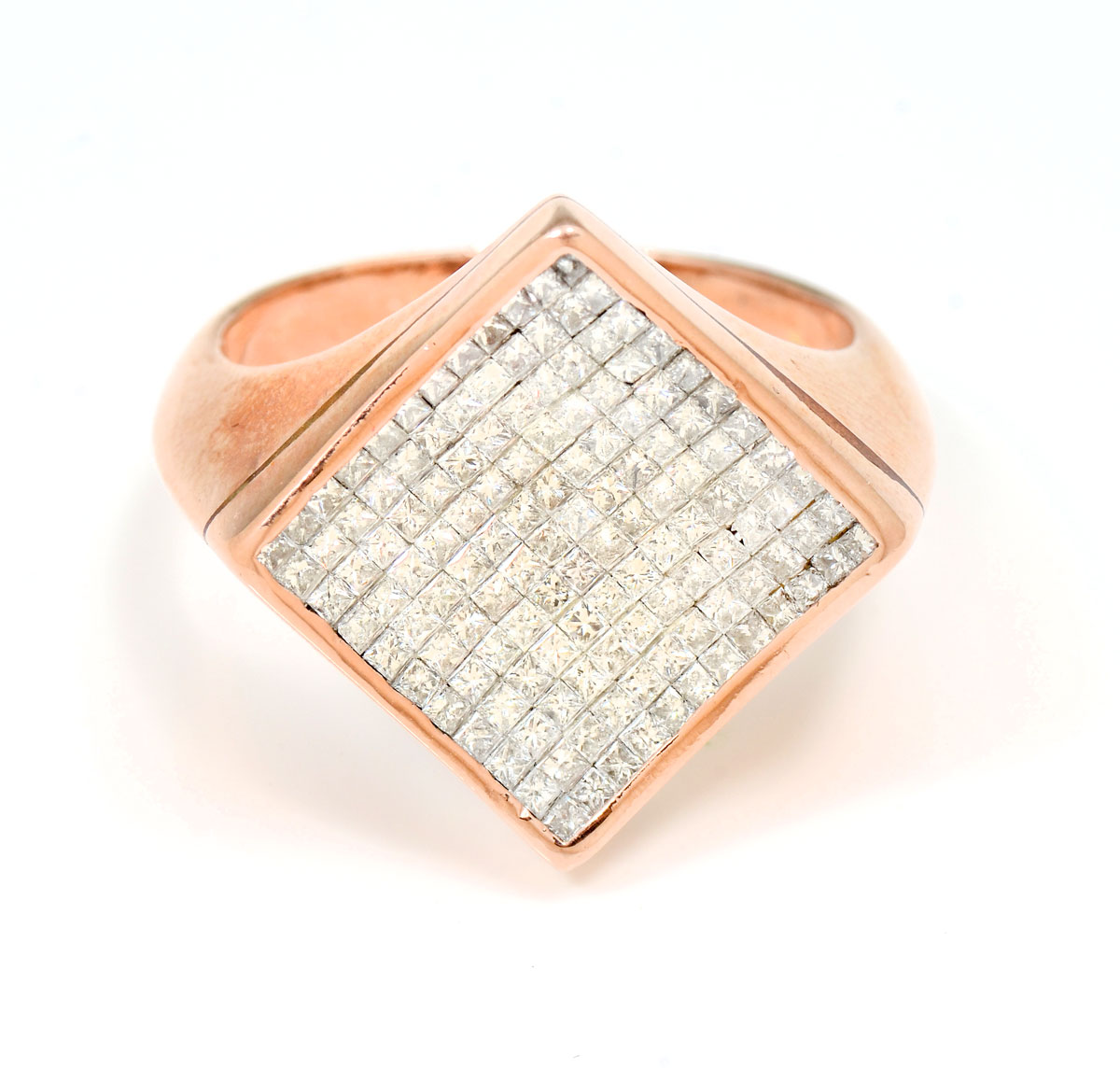 Appraisal: K CTW DIAMOND RING K rose gold ring contains square