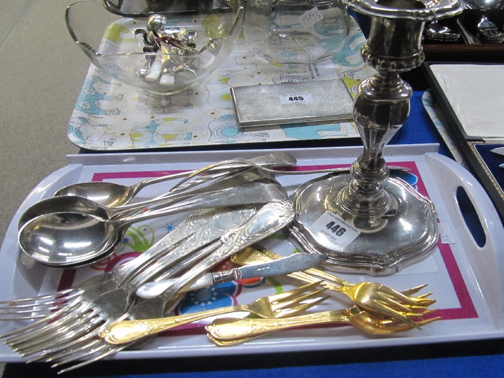 Appraisal: A lot comprising a silver plated candl