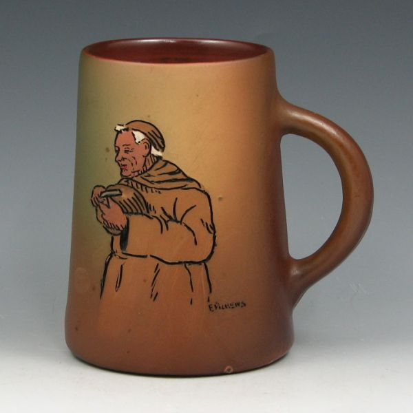 Appraisal: Weller Dickensware mug with a monk signed E dwin Pickens