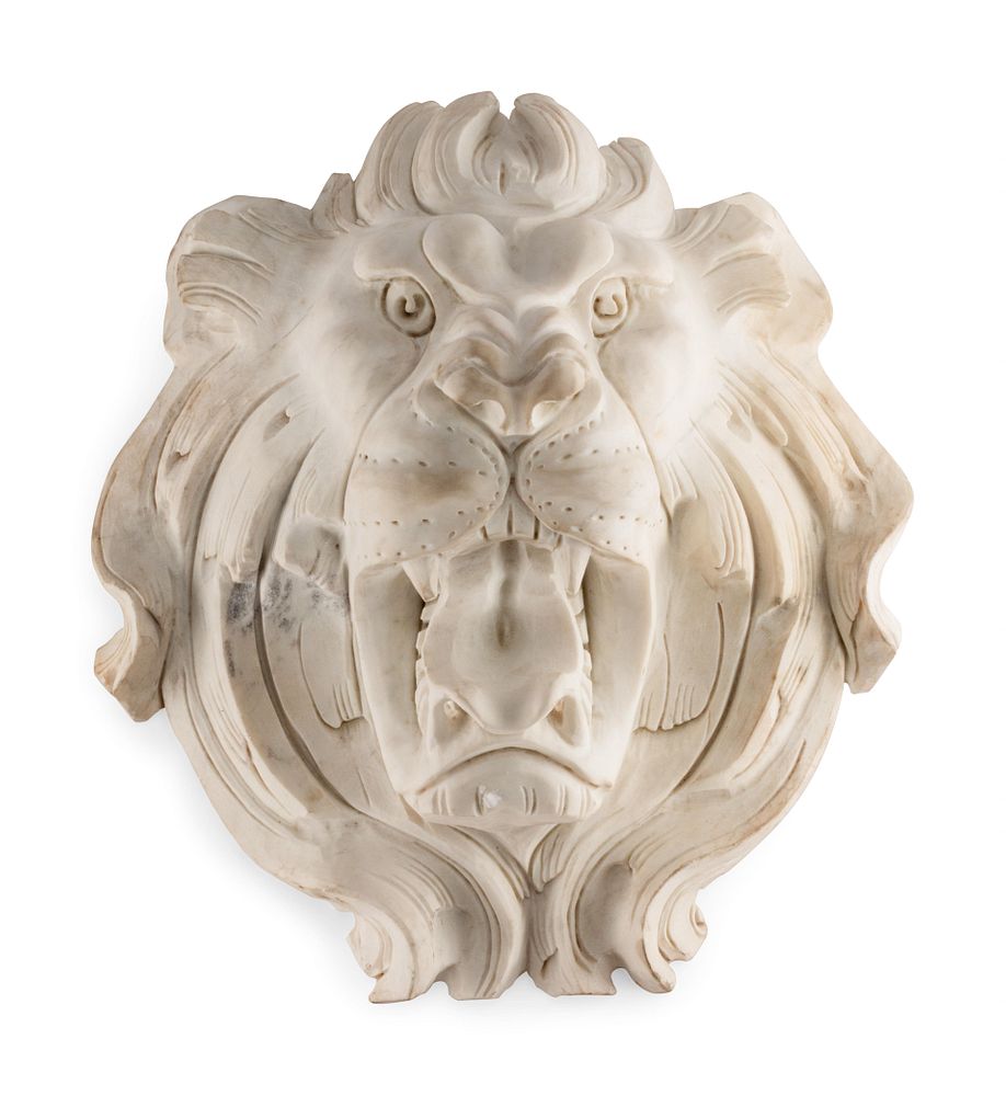 Appraisal: A Continental Marble Lion Mask A Continental Marble Lion Mask