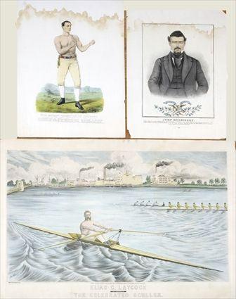 Appraisal: Three English and American Sporting Prints Hand-colored lithographs unframed to