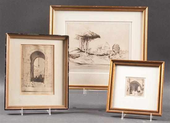 Appraisal: Louis C Rosenberg ''Via Appia '' etching framed together with