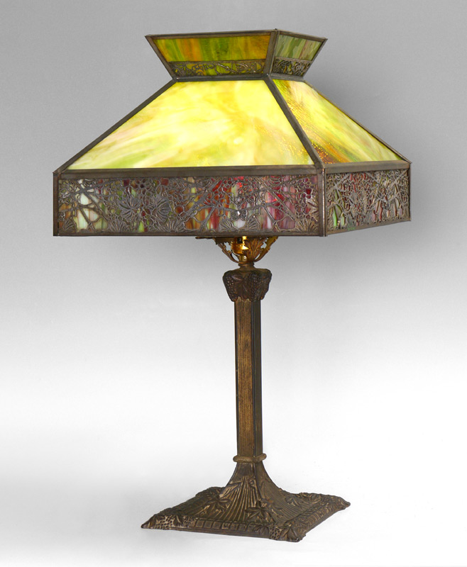 Appraisal: REVIERE GRAPEVINE SLAG GLASS TABLE LAMP Attributed to Riviere in