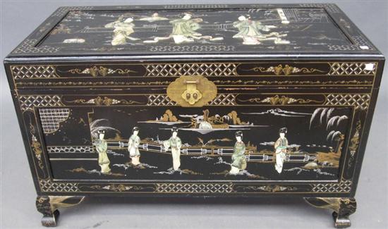 Appraisal: ORIENTAL BLACK LAQUERED AND INLAID TRUNK